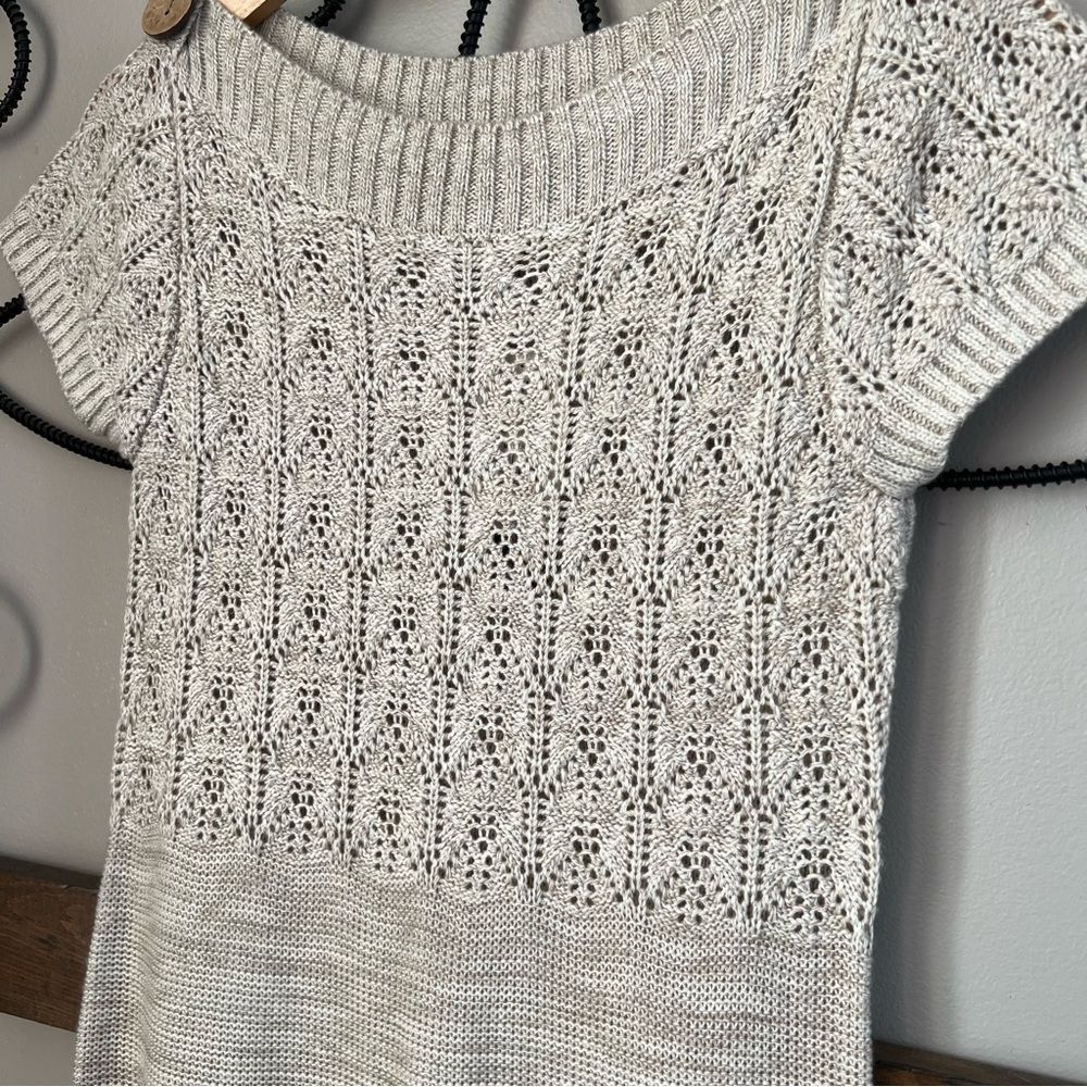 HeartSoul Y2K Knitted Crocheted Cap Sleeve Sand Color Button Sweater Dress SZ S - Picture 4 of 13